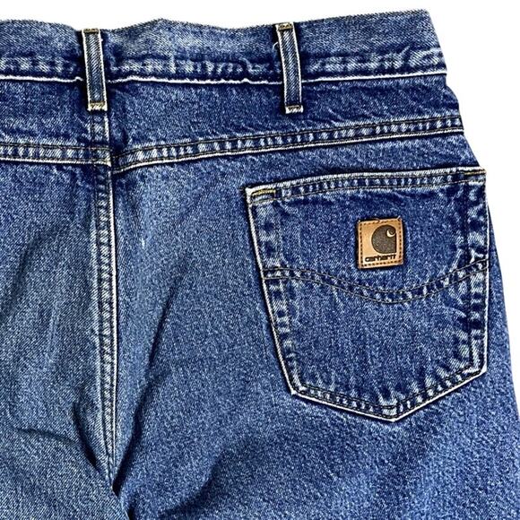 Carhartt Vintage Fleece Lined Jeans 38X32 Blue Faded Relaxed Straight USA Made - Picture 1 of 13